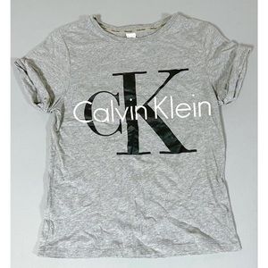 Calvin Klein Gray Grey ‘CK’ Logo Graphic Short Sleeve Tee T-Shirt Top Size S 🖤